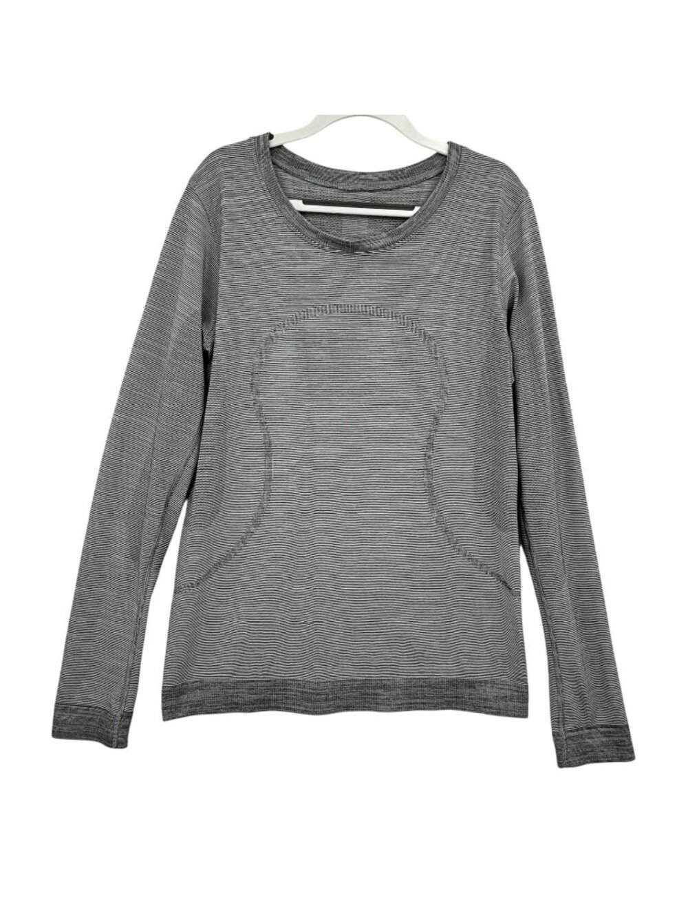 Lululemon Swiftly Tech Long Sleeve Top Womens 4 Gray Stripe T Shirt Running